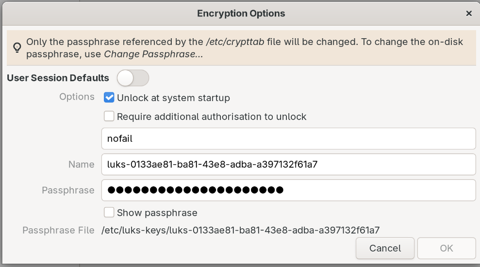 Edit Encryption Settings